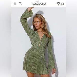 Horizons Meet Plisse Dress Sage